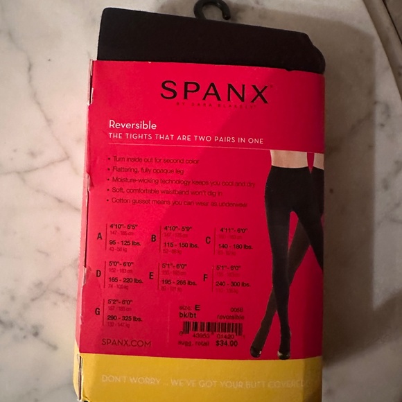SPANX Reversible Tight-End Shaping Tights Size E Black/Bitter Sweet NWT - Picture 2 of 2